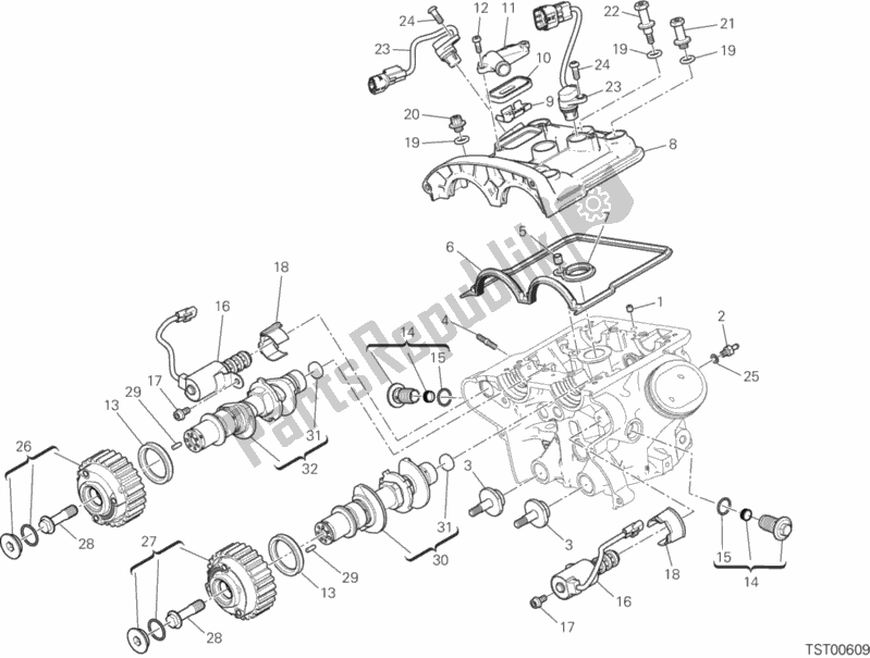 Todas as partes de Cabeça Do Cilindro Vertical - Cronometragem do Ducati Multistrada 1260 Touring USA 2018